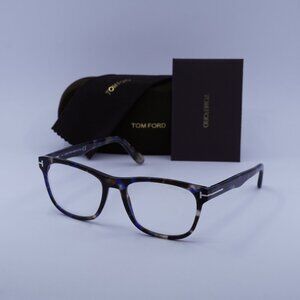 Tom Ford FT5662-B 055 Square Eyeglasses 54mm –Shiny Blue Havana/Blue Light Block